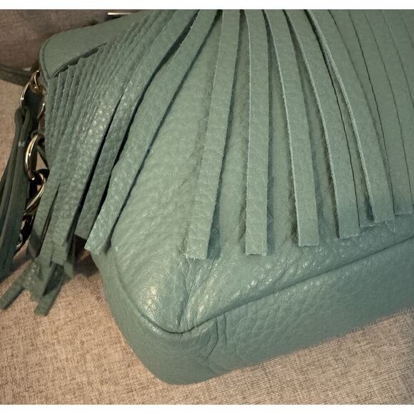 Fossil Sydney Fringe Blue Leather Small Crossbody Bag - Picture 11 of 14